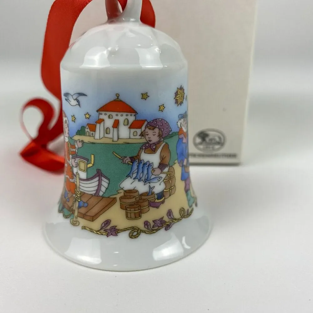 VTG Hutschenreuther Germany Porcelain Christmas Bell Ornament Baltic Sea 1994